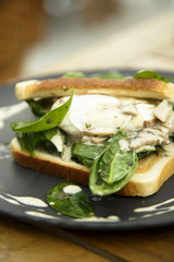 Toast with mushrooms and spinach