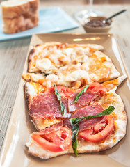 Seafood pizza, pepperoni margherita pizza