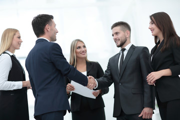 business team handshake and business partners