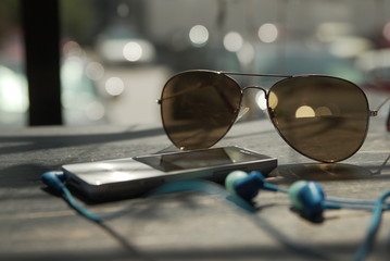 sunglasses and walkman