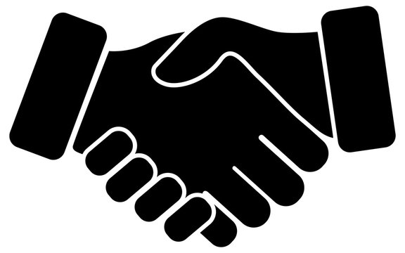 Hand shake black vector icon