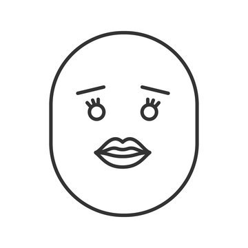 Smile with female lips linear icon