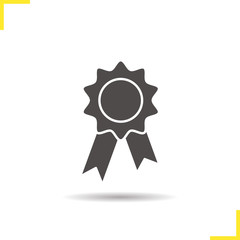 Seal stamp with ribbon glyph icon