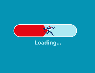Message showing a loading bar and man running. Concept business vector illustration.