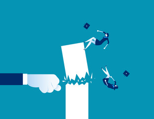 Fist destroy success. Concept business vector illustration.