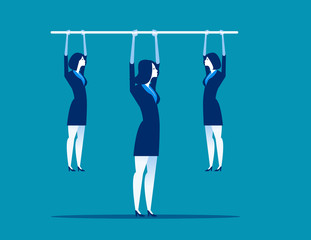 Leadership.  Manager holding bar with hanging staff. Concept business vector illustration.