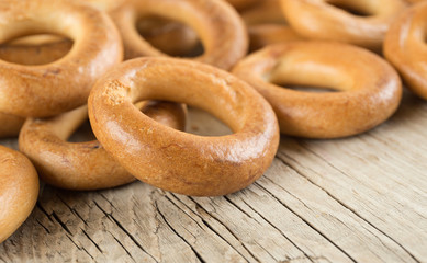 Bagels on an wooden table