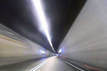 Artificial road tunnel as abstract blurred background
