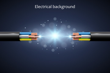 Abstract background with electrical cables, vector illustration