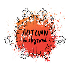 Obraz premium Autumn Background Orange Paint Splash On White Background Grunge Retro Style Vector Illustration