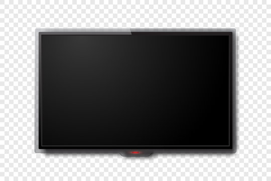 Realistic tv screen with transparent elements and shadow, vector illustration
