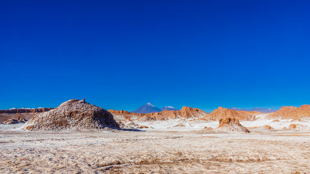 View on moon valley and volcano Licancabur by San Pedro de Atacama in Chile