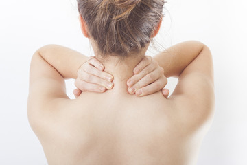 young woman having neck pain concept