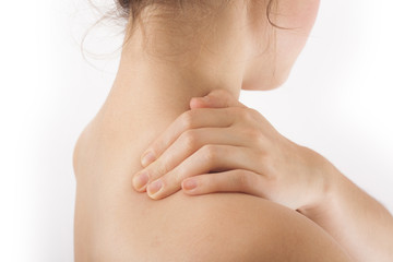 Fototapeta premium young woman having neck pain concept