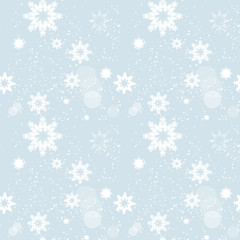 Fototapeta na wymiar Snowflakes Seamless Pattern Winter Ornament Background Concept Vector Illustration