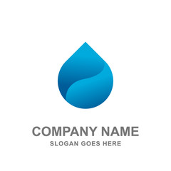 Blue Water Drop Mineral Oil Logo Vector Icon