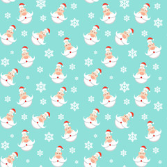 Snowflakes And Snowman Seamless Pattern Winter Ornament Background Concept Illustration