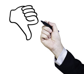 Thumbs Down Signal on White Board