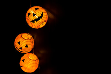 Helloween Pumpkins In The Dark Background