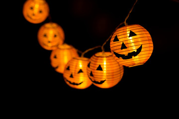 Helloween Pumpkins In The Dark Background