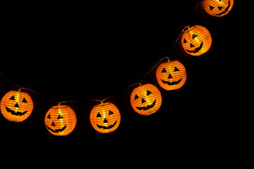 Helloween Pumpkins In The Dark Background