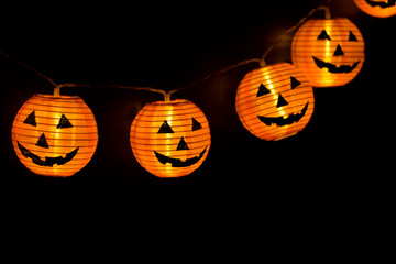 Helloween Pumpkins In The Dark Background