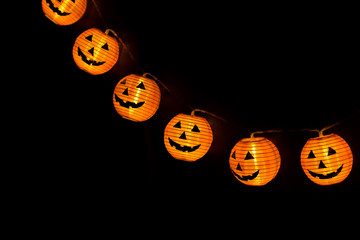 Helloween Pumpkins In The Dark Background