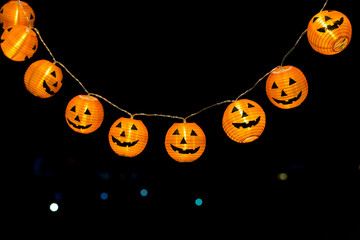 Helloween Pumpkins In The Dark Background