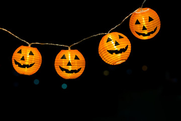 Helloween Pumpkins In The Dark Background