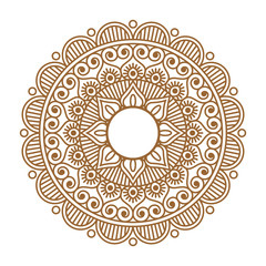 Indian henna mehendi ornament tattoo. Round symmetric vector illustration. Fabric or textile decor