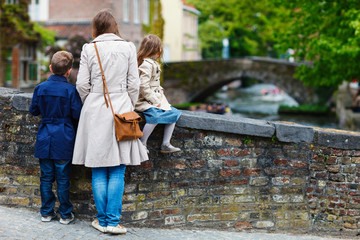 Mother and kids outdoors in Belgium