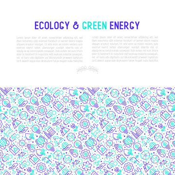 Ecology and green energy concept with thin bicolor line icons for environmental, recycling, renewable energy, nature. Vector illustration for banner, web page, print media.