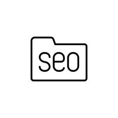 seo word in folder line black icon