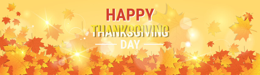 Happy Thanksgiving Day Autumn Traditional Holiday Greeting Card Flat Vector Illustration