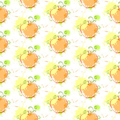 Pumpkin Seamless Pattern Background Autumn Harvest Concept Season Fall Ornament Flat Vector Illustration