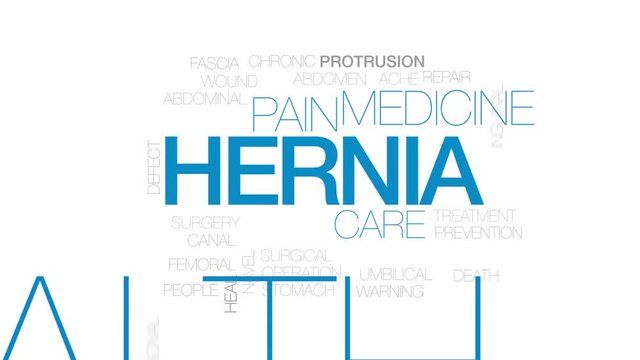 Hernia animated word cloud, text design animation. Kinetic typography.