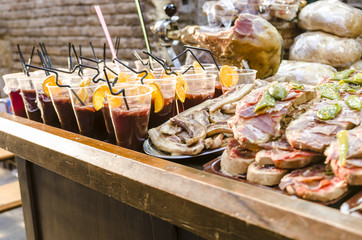 Meat and Sangria, spanish food and drink in Medieval market