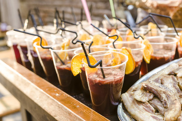 Sangria, spanish drink in Medieval market