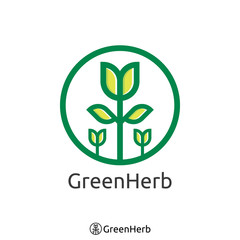simple green tree logo. organic herbal logo concept. vector illustration.