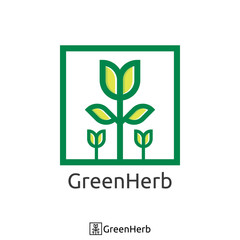 simple green tree logo. organic herbal logo concept. vector illustration.
