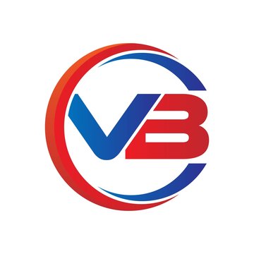 vb logo vector modern initial swoosh circle blue and red