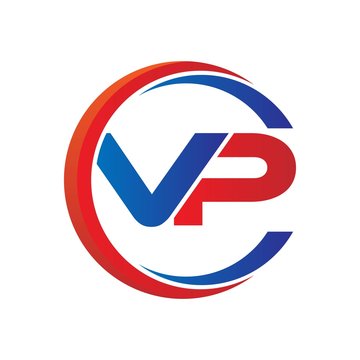 vp logo vector modern initial swoosh circle blue and red