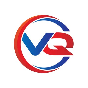 vq logo vector modern initial swoosh circle blue and red