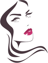 Fashion icon woman face pink lips vector illustration - 175829468