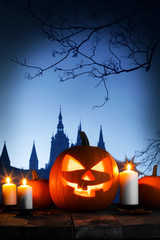 Halloween card with pumpkin