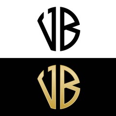 vb initial logo circle shape vector black and gold