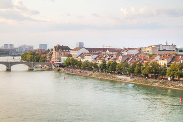 Aerial overview of Basel cityscape