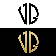 vq initial logo circle shape vector black and gold