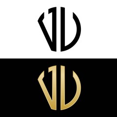 vu initial logo circle shape vector black and gold