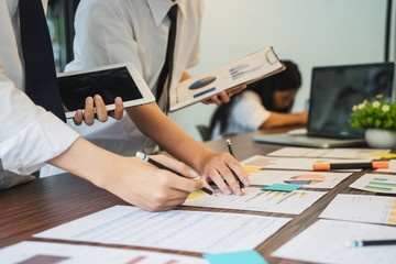 Start up teamwork diversity and Inclusion concept : Business Team Coworker working planning with colleague in office